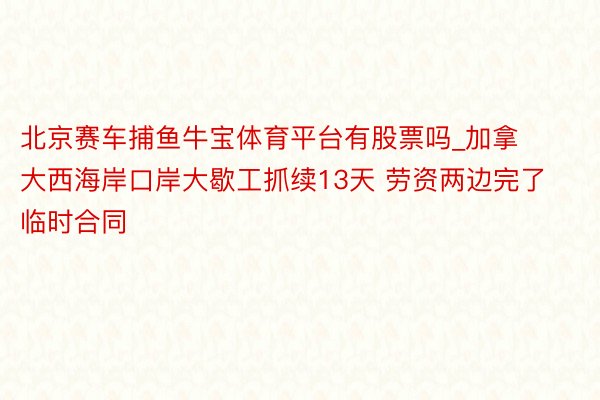 北京赛车捕鱼牛宝体育平台有股票吗_加拿大西海岸口岸大歇工抓续13天 劳资两边完了临时合同