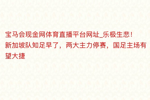 宝马会现金网体育直播平台网址_乐极生悲！新加坡队知足早了，两大主力停赛，国足主场有望大捷