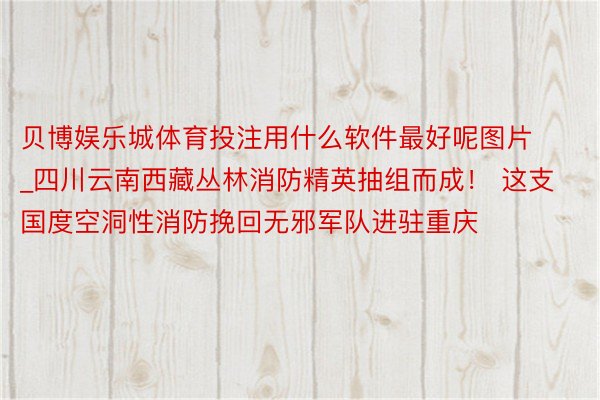 贝博娱乐城体育投注用什么软件最好呢图片_四川云南西藏丛林消防精英抽组而成！ 这支国度空洞性消防挽回无邪军队进驻重庆