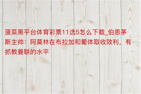 菠菜黑平台体育彩票11选5怎么下载_伯恩茅斯主帅：阿莫林在布拉加和葡体取收效利，有抓教曼联的水平