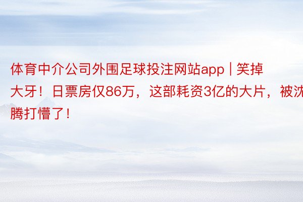 体育中介公司外围足球投注网站app | 笑掉大牙！日票房仅86万，这部耗资3亿的大片，被沈腾打懵了！